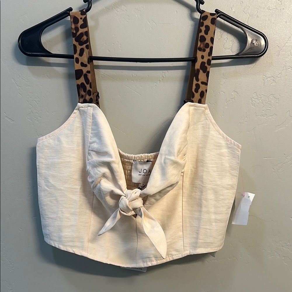 J.O.A. | Just One Answer | Cream Leopard Strap Women's Top